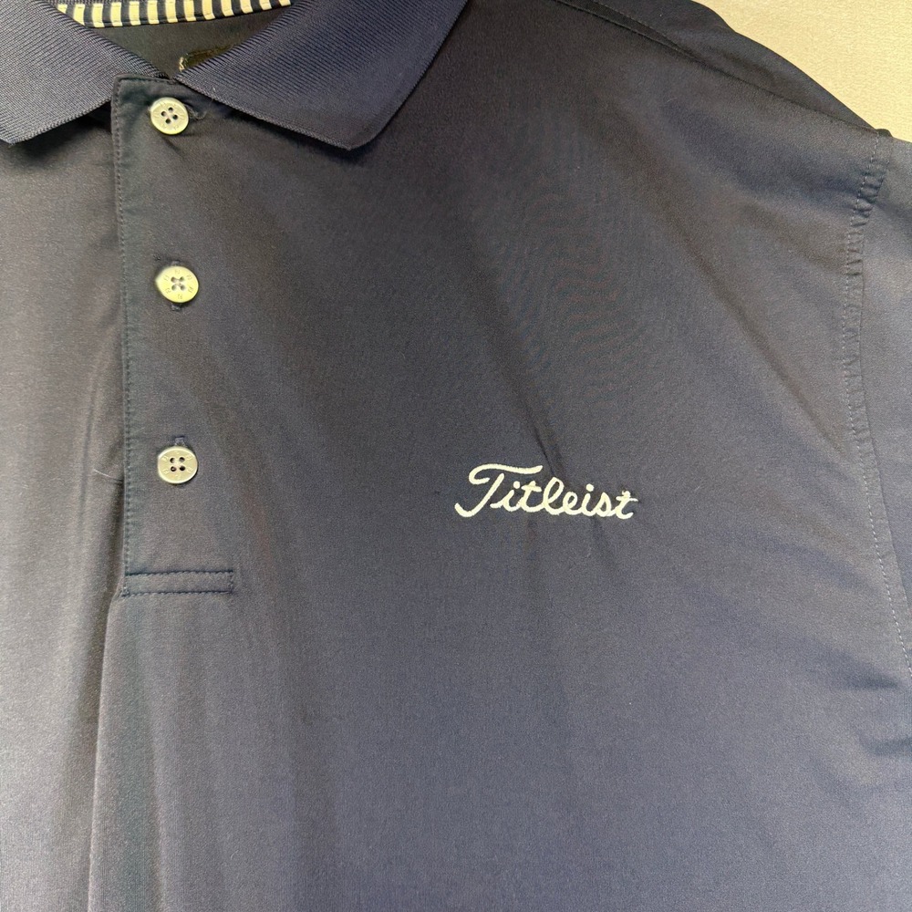 FootJoy Titleist Golf Polo Mens XL Navy Blue China Performance Short Sleeve Logo - Picture 3 of 11